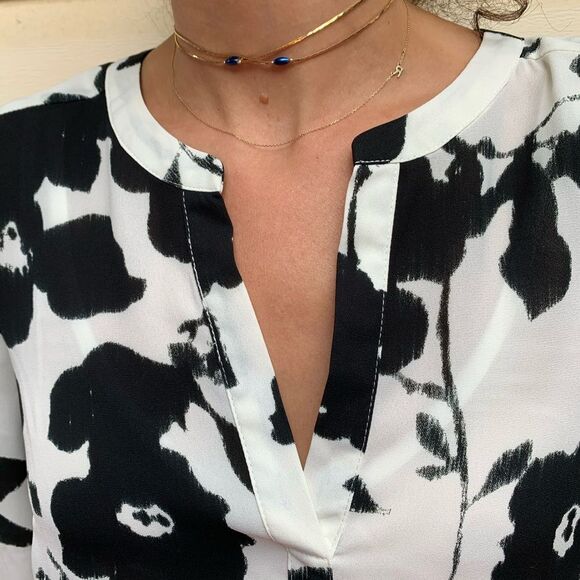 Daniel Rainn Black/white blouse, V-neck, long-sleeved, beautiful, elegant, S/M - Picture 7 of 11